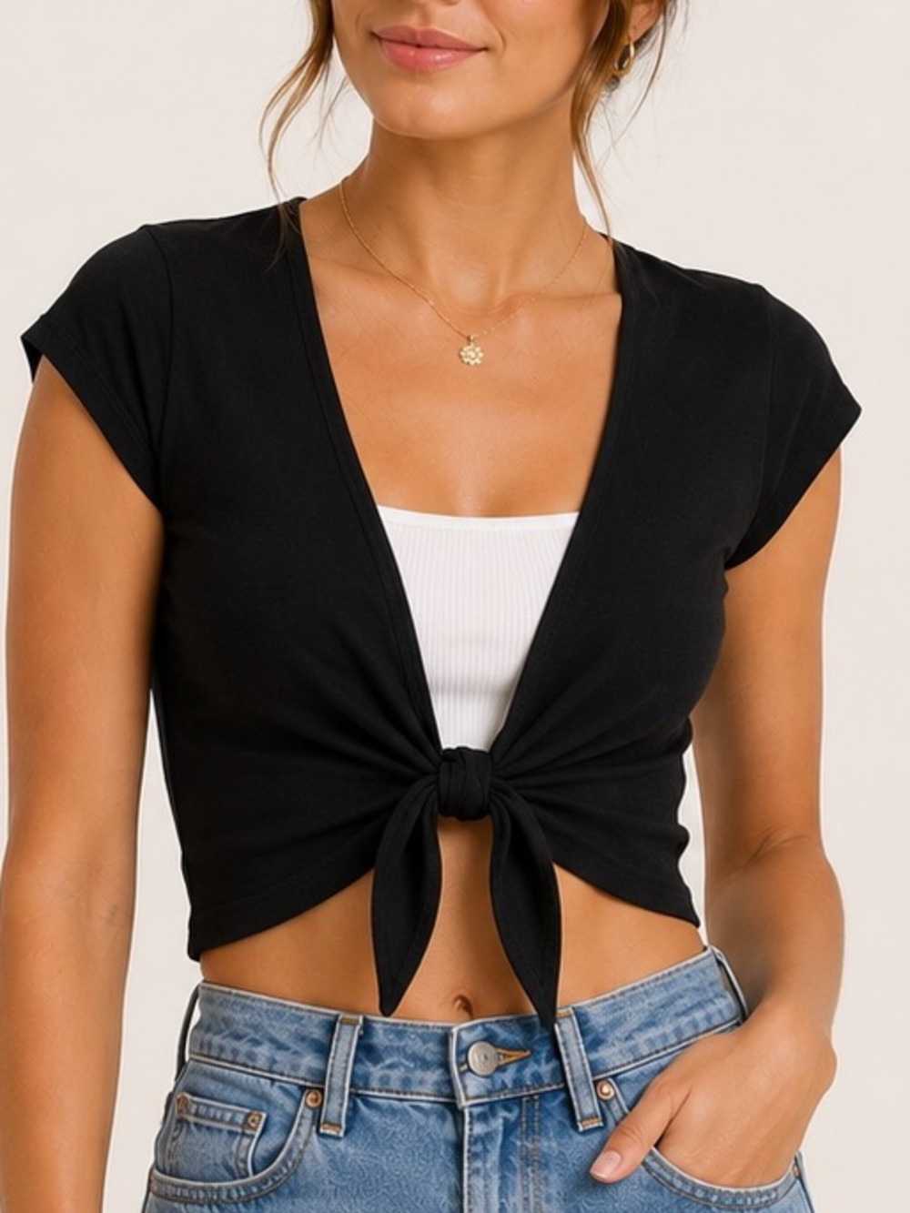 Aritzia Wilfred Tie Front Tee
